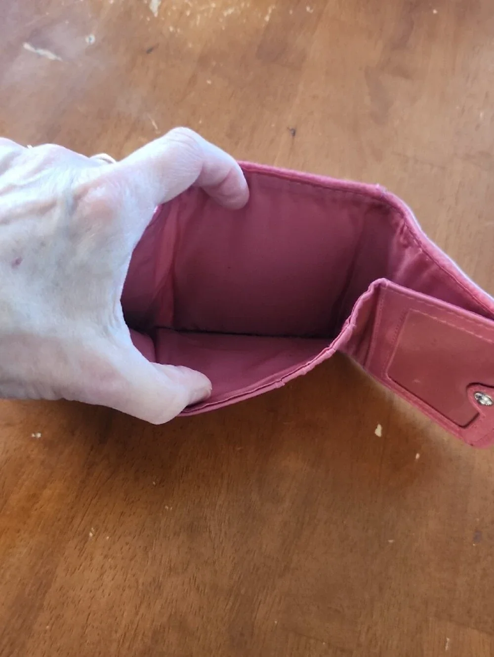 Source Unknown Pink Bifold Wallet with Silver Ring Details